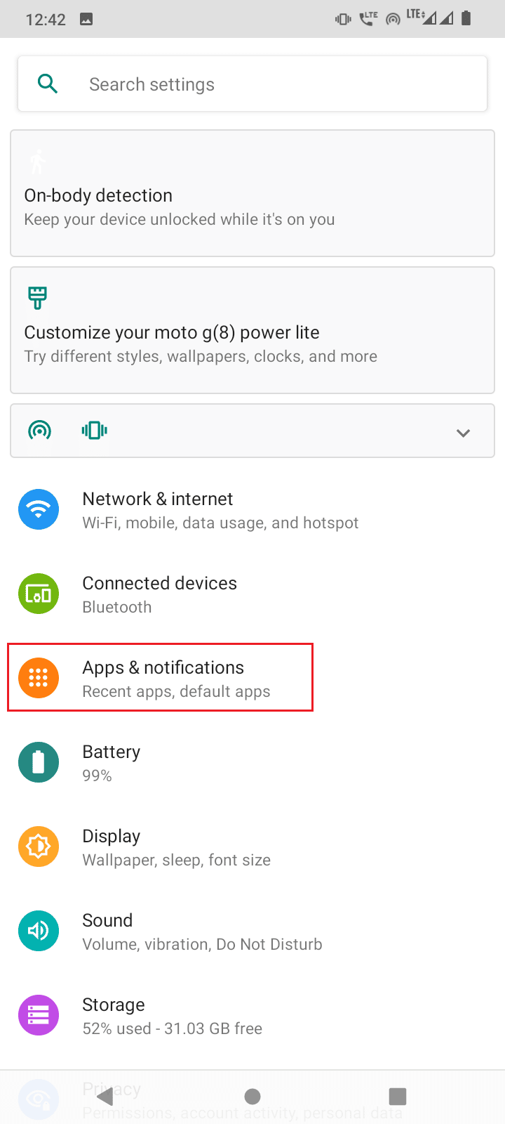 tap apps and notifications