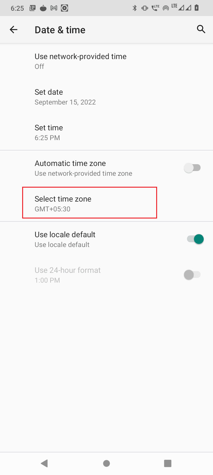 tap automatic time zone