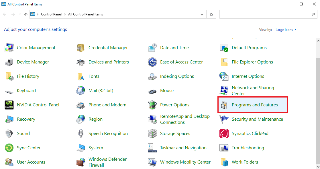 Choose Programs and Features