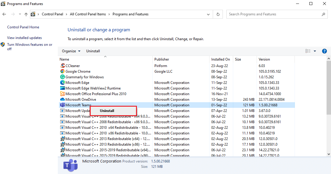 Uninstall program
