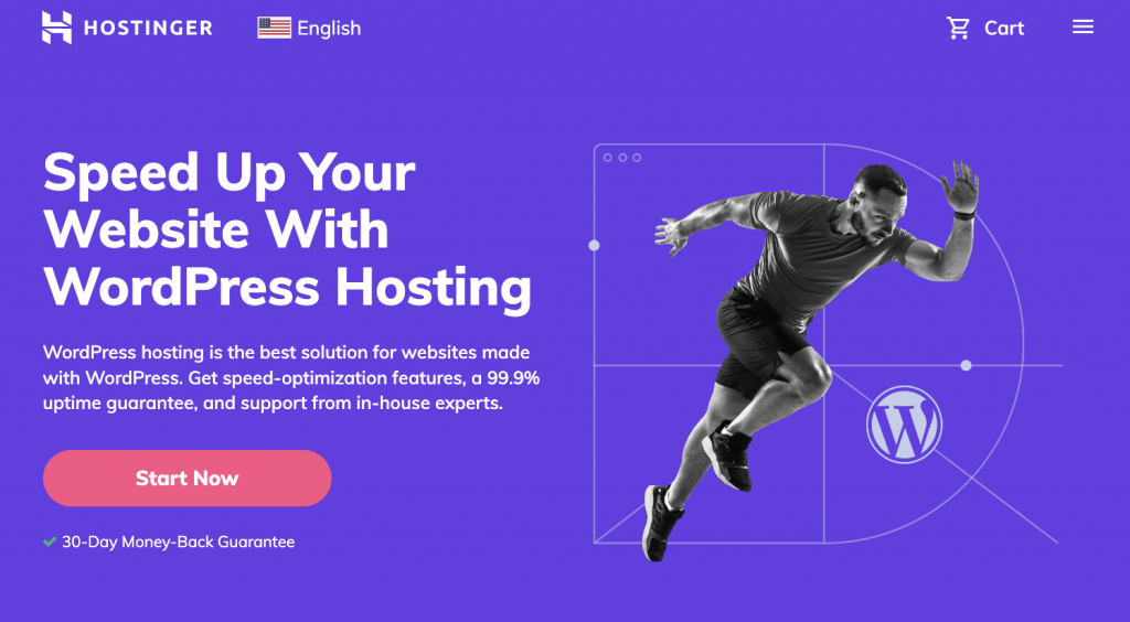 High-quality WordPress hosting service as provided by Hostinger