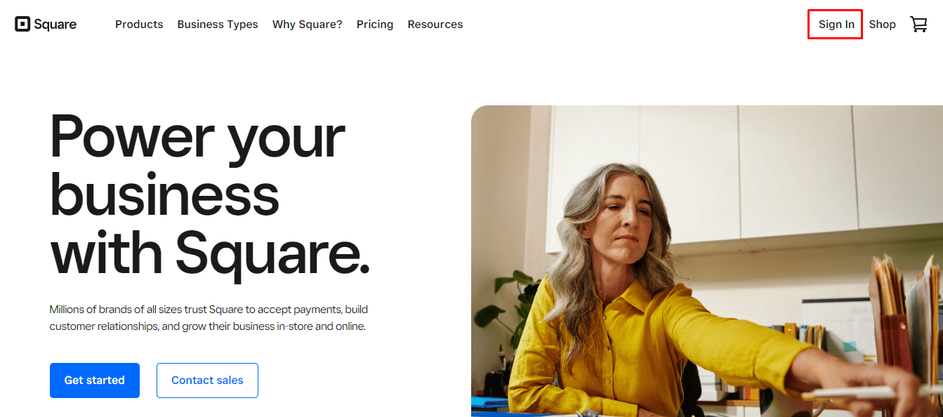 Click on the sign-in option at the top right corner of the screen, and log into the present owner’s Square account. - How to delete Square account? 4