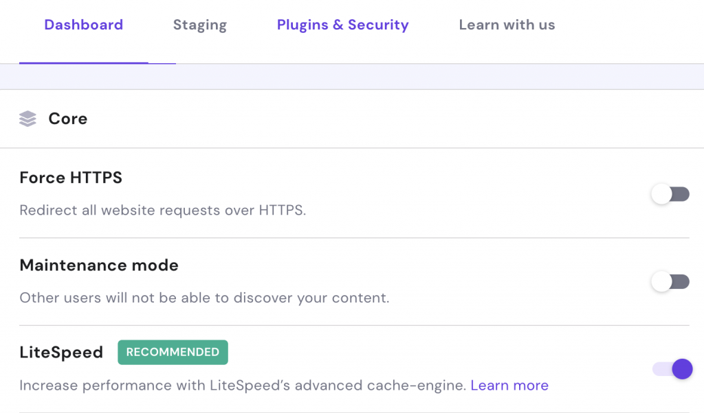 Activating LiteSpeed Cache on hPanel