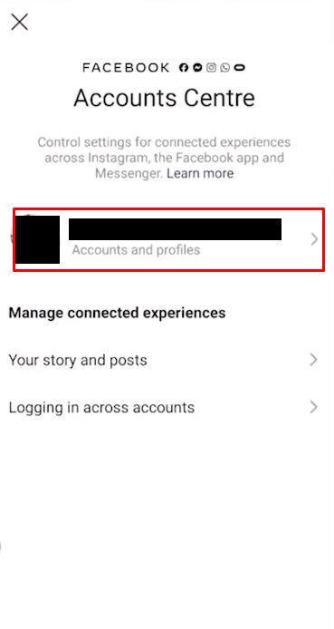 tap on the Facebook account that you have linked to your Instagram | How to Uninstall an Update on Instagram 