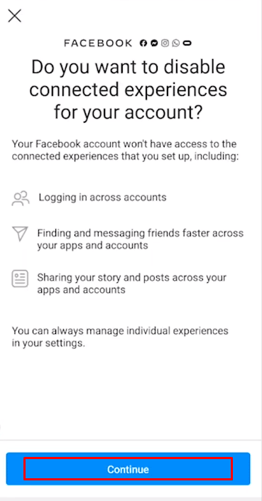 To finally undo the new Instagram message update, Tap on the Continue button.