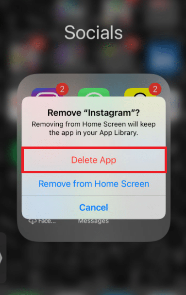 Press the Delete App button to remove the programme.