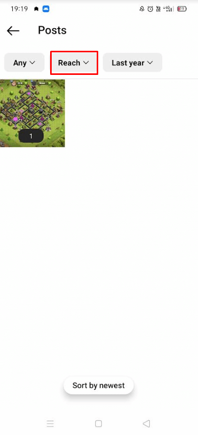 Tap on Reach to open a drop-down menu