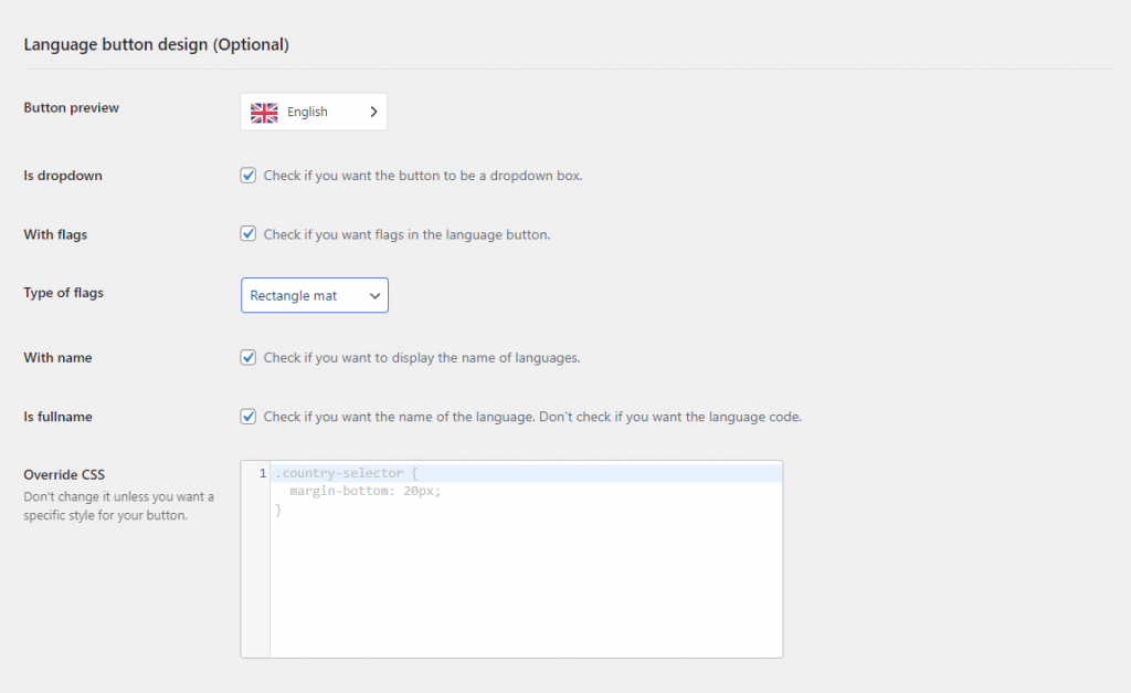 Weglot configure language button design