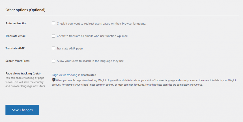 Weglot additional options