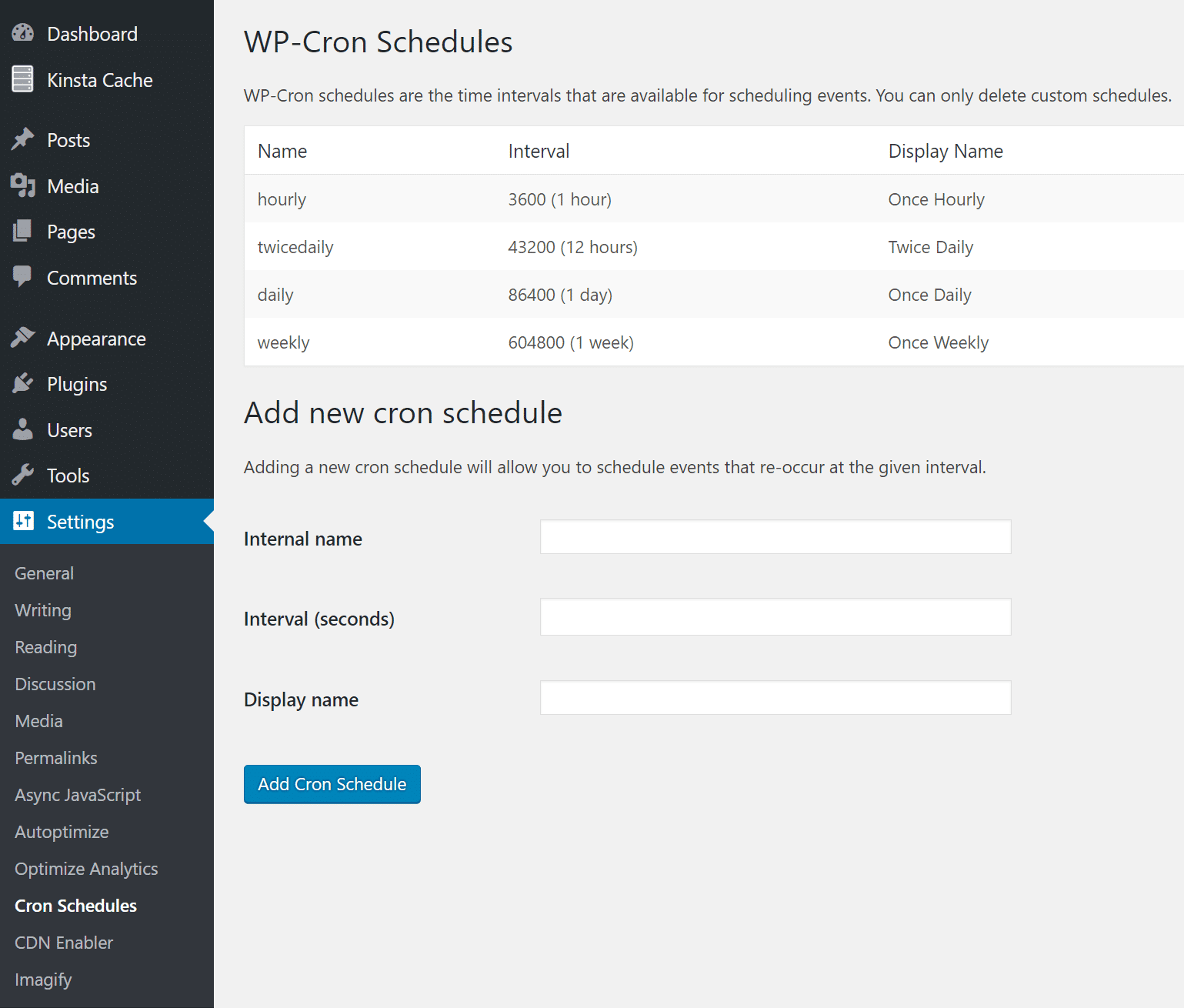 wp-cron schedules