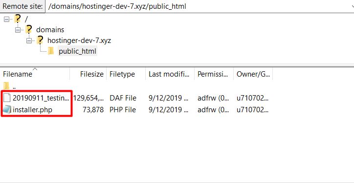 Uploading the package to the hosting panel