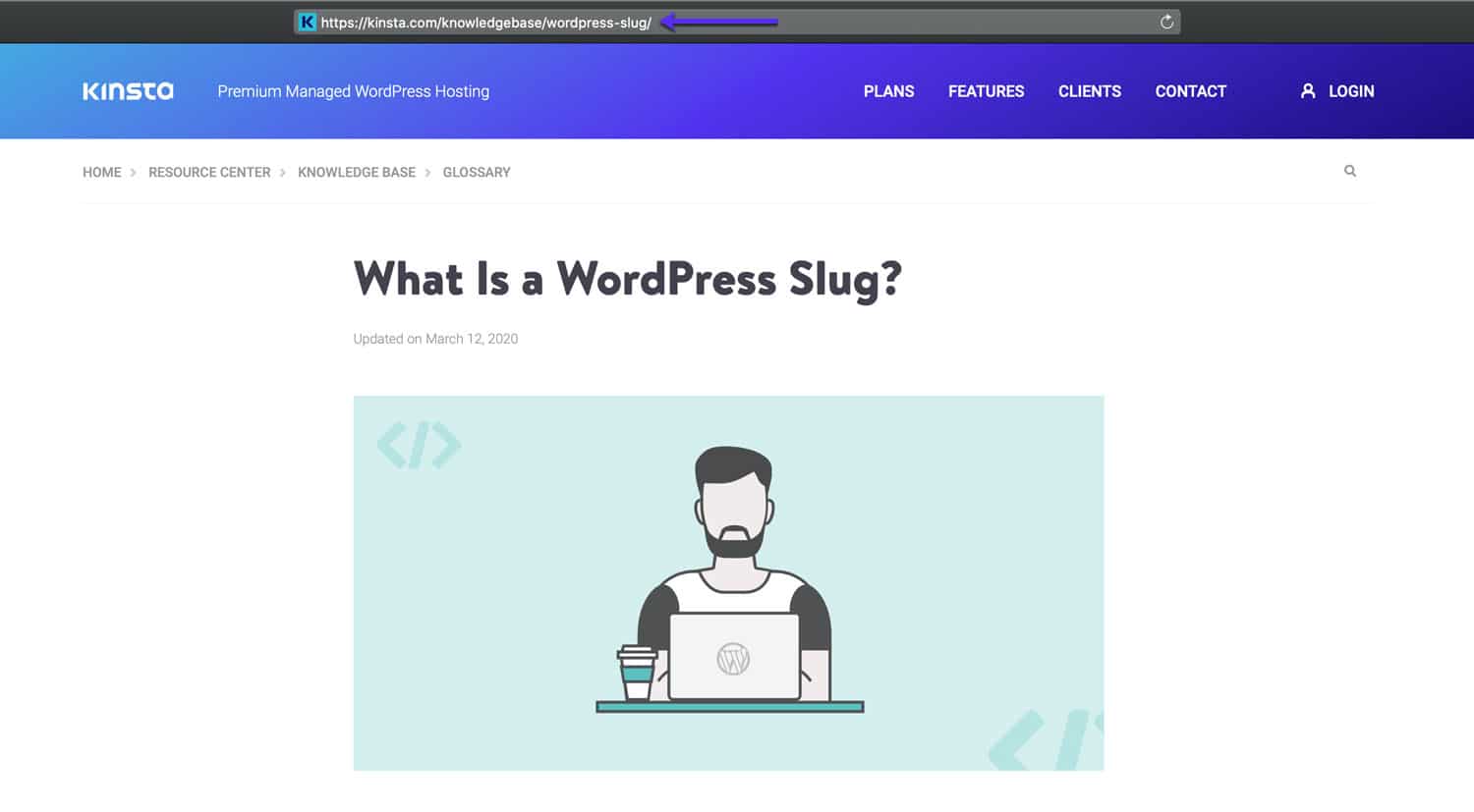 WordPress slug in browser.