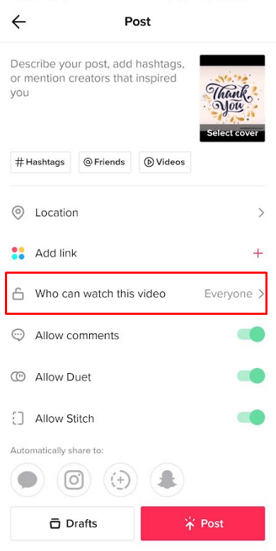 Go to Who can watch this video. | How to Combine Two TikTok Drafts