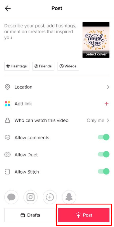 tap on Post. | How to Combine Two TikTok Drafts | put two TikTok videos together