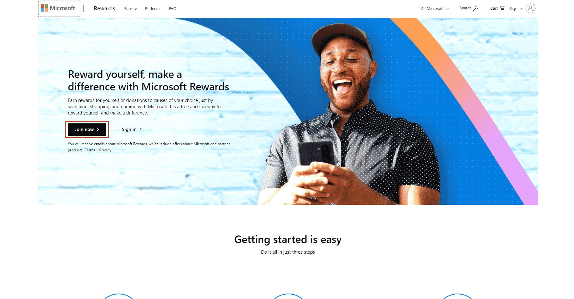 Microsoft Rewards page