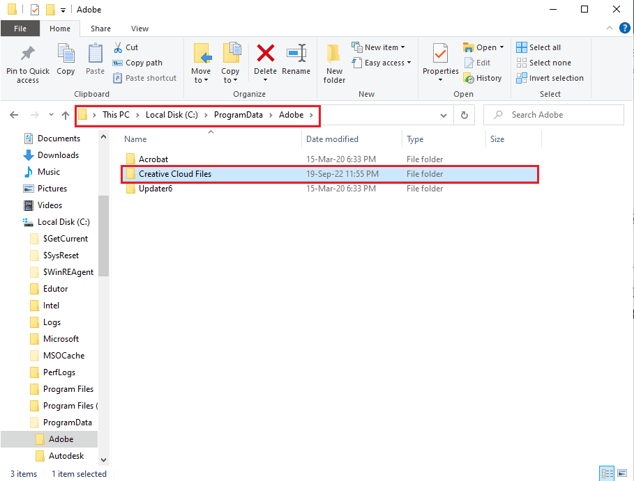 Navigate to the Creative Cloud Files folder 