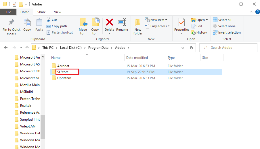 Navigate to the SLStore folder 