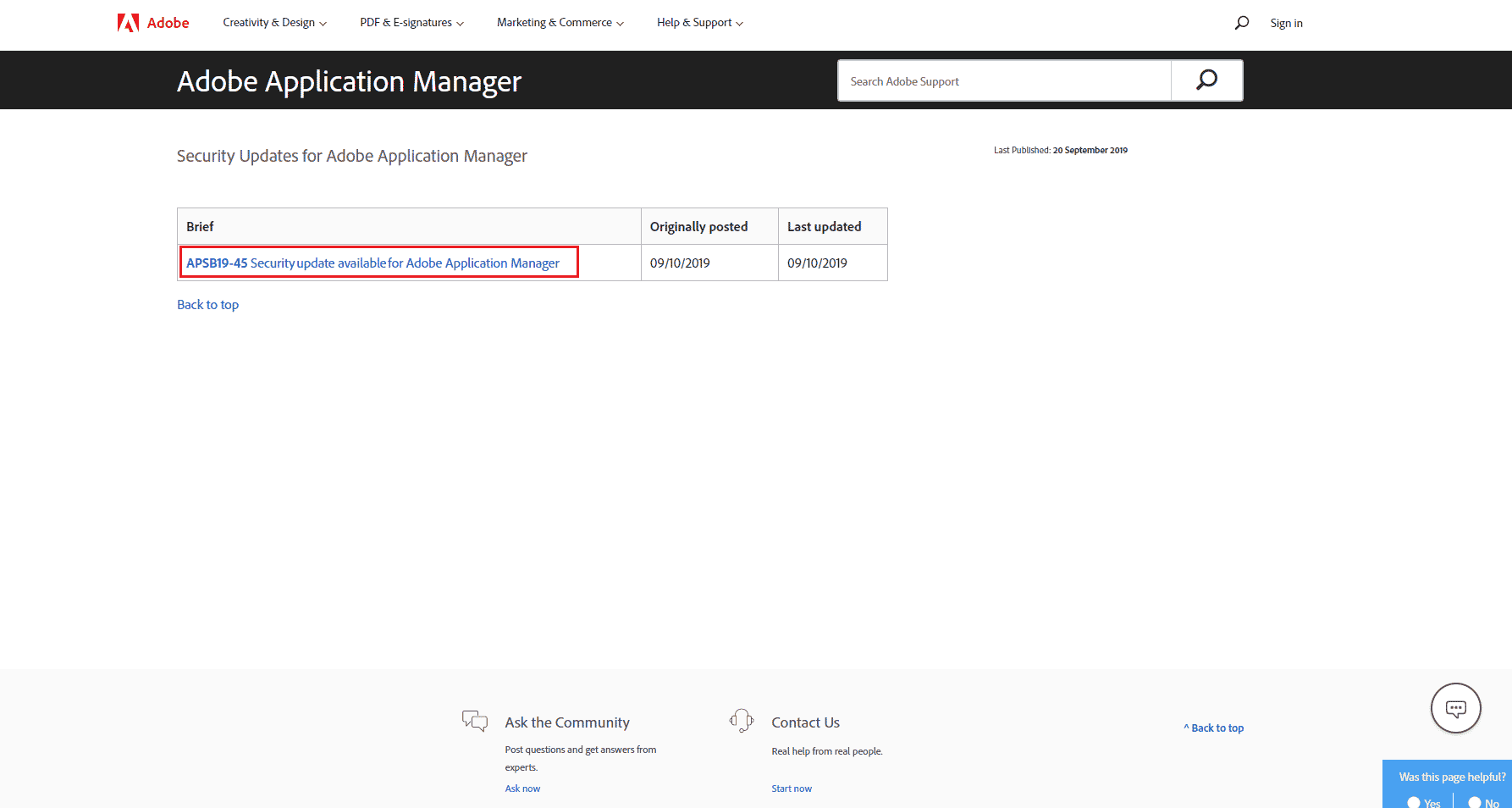 adobe application manager page