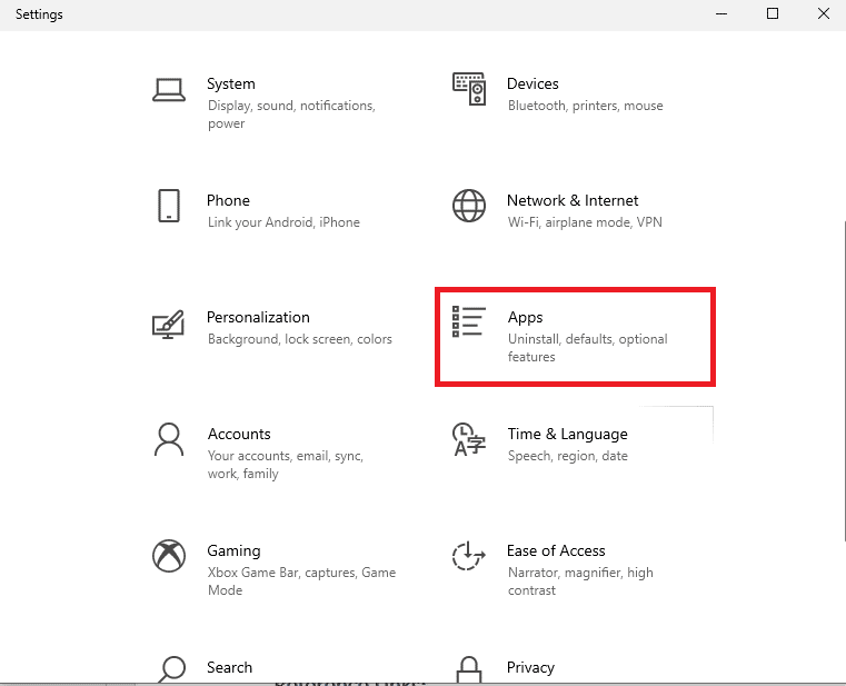 open the Settings app and click on the Apps option 