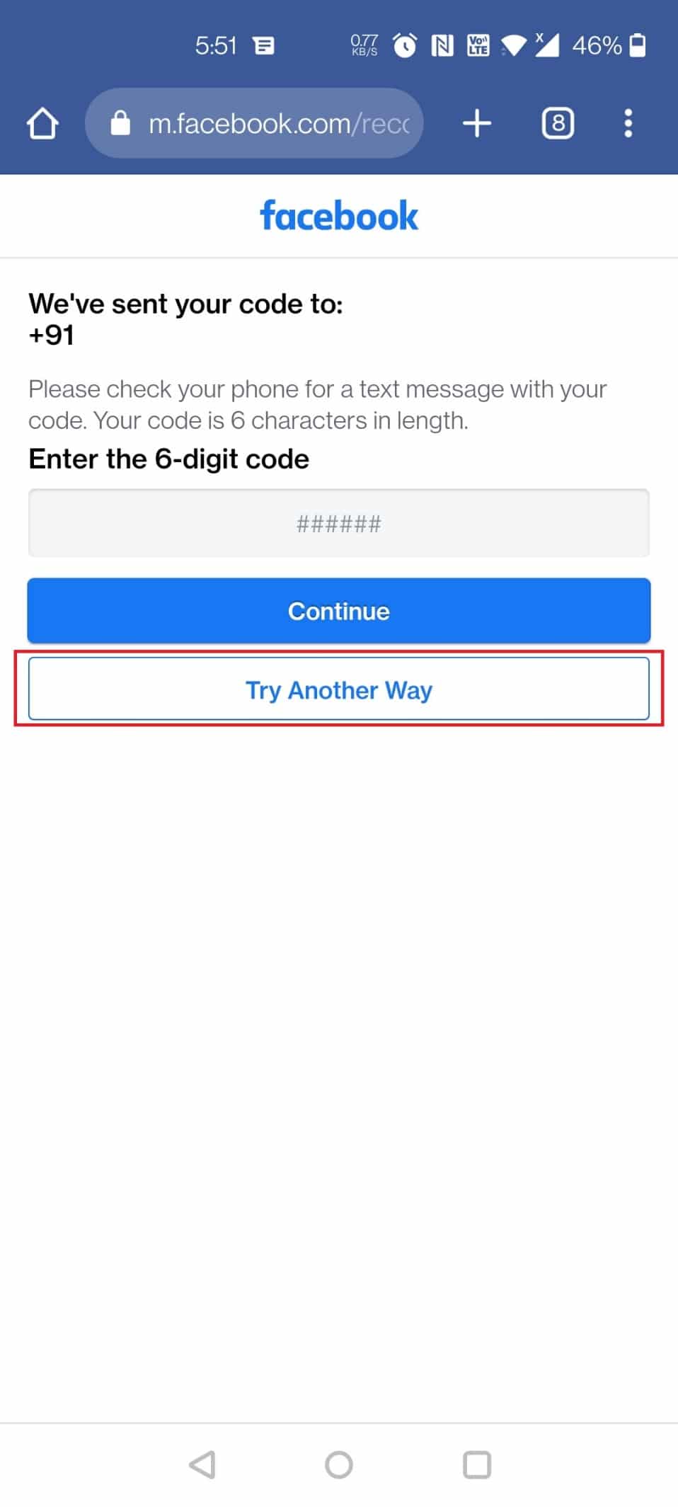 Tap on Try Another Way