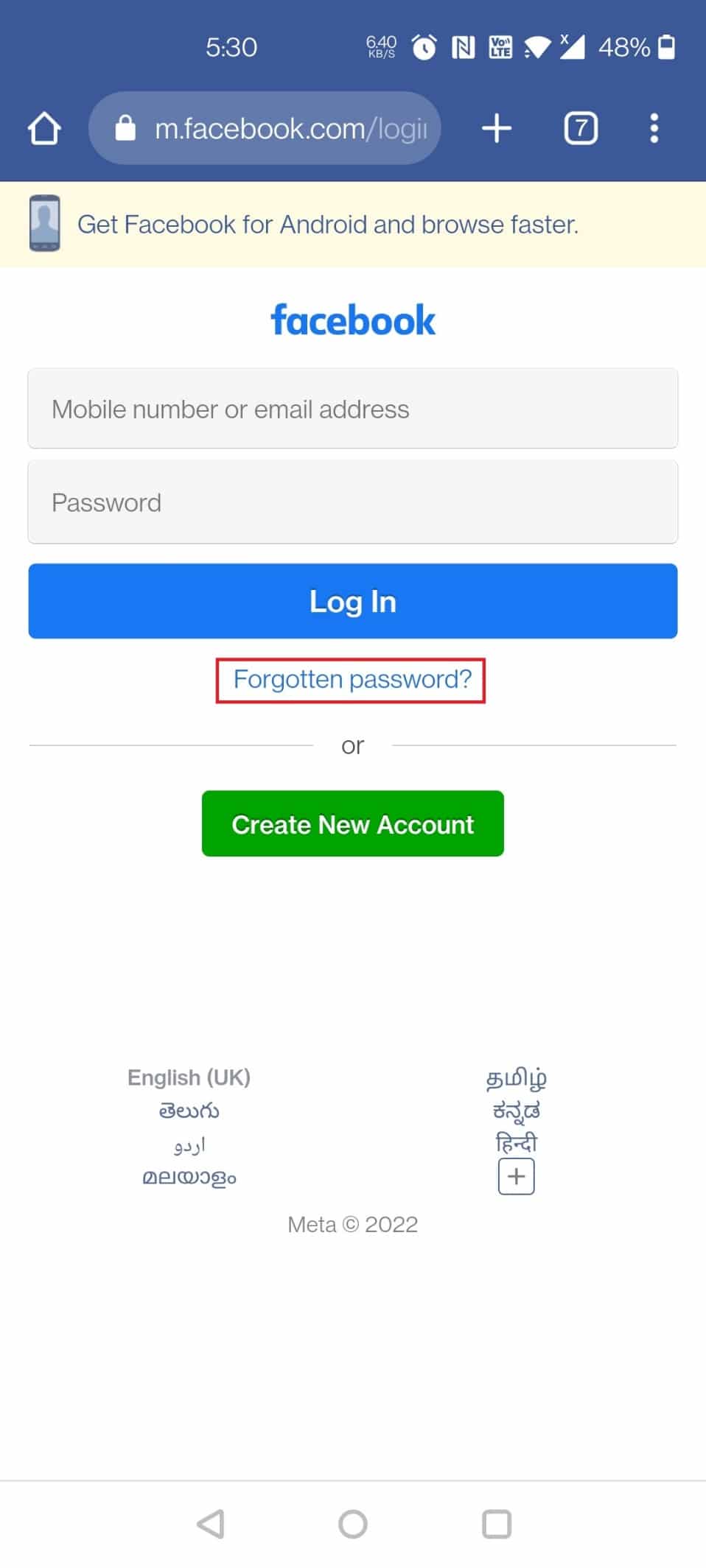 Tap on Forgotten password | 