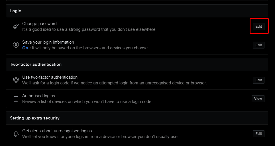 Now click on the Edit option next to Change Password to change your Facebook password. How to change facebook password without old password? | recover your Facebook password without email and phone number