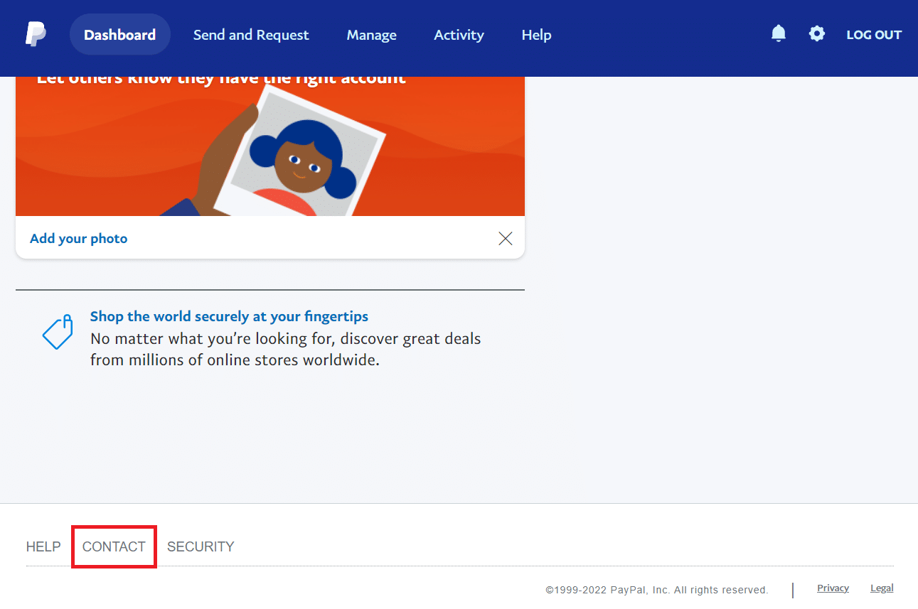 Scroll down the page and click on the Contact option