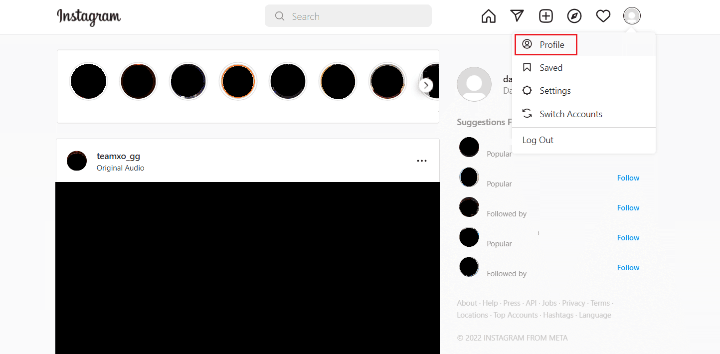 Click on the Profile icon and select the Profile option