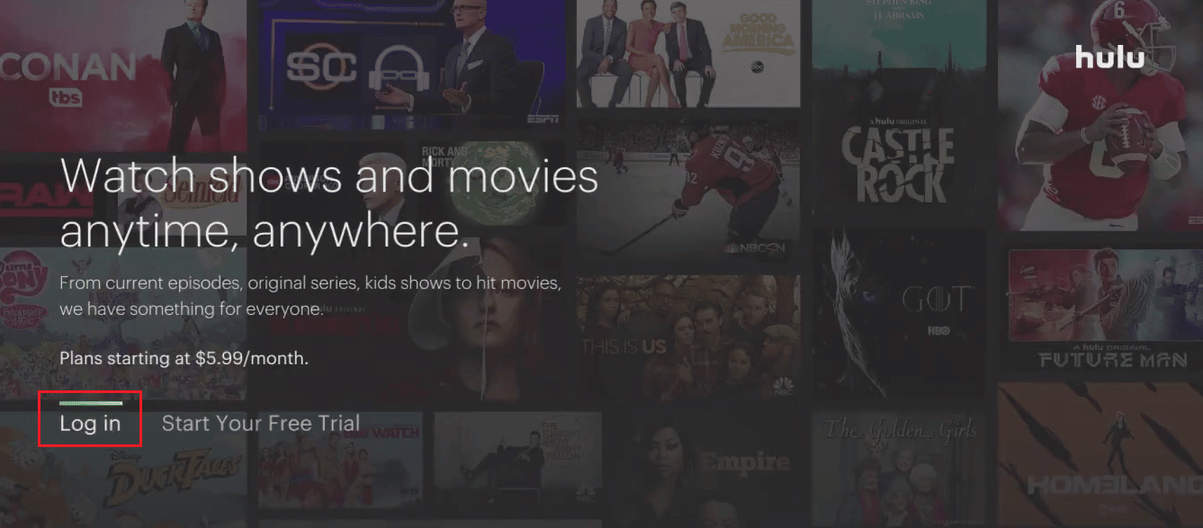 Select Log in | How Can You Log into Hulu on Roku | access your Hulu account on your Roku TV