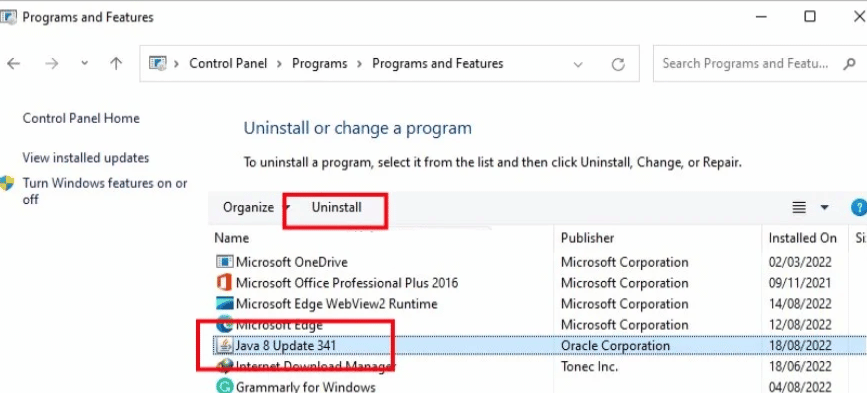 Now, click Uninstall and confirm the uninstallation