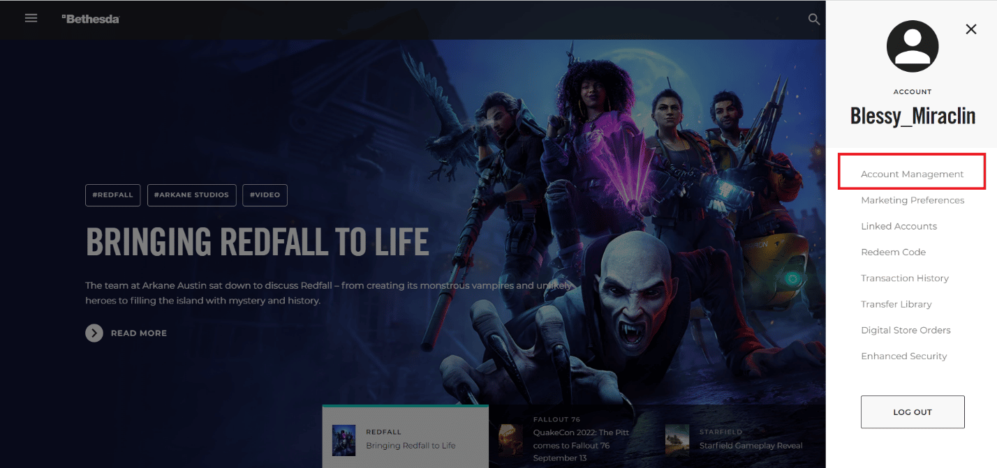 Click on your username at the top right corner and select Account Management