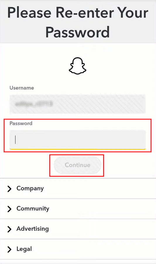 Enter the password and tap on Continue