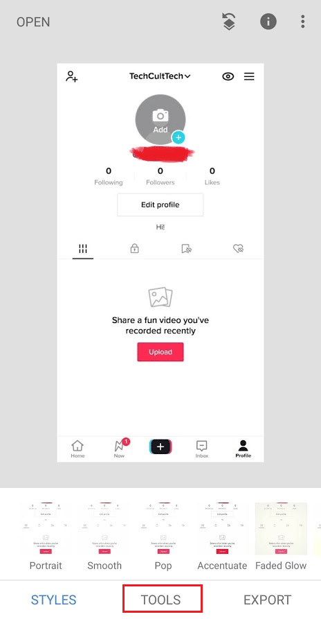 Select the desired screenshot and tap on the TOOLS tab from the bottom | How to Remove Scribbles on a Screenshot iPhone