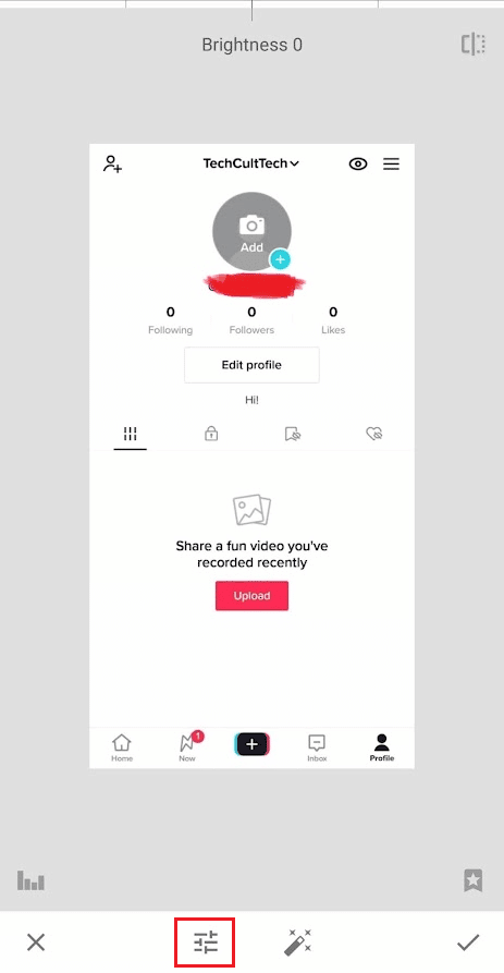 Tap on the Adjust icon from the bottom