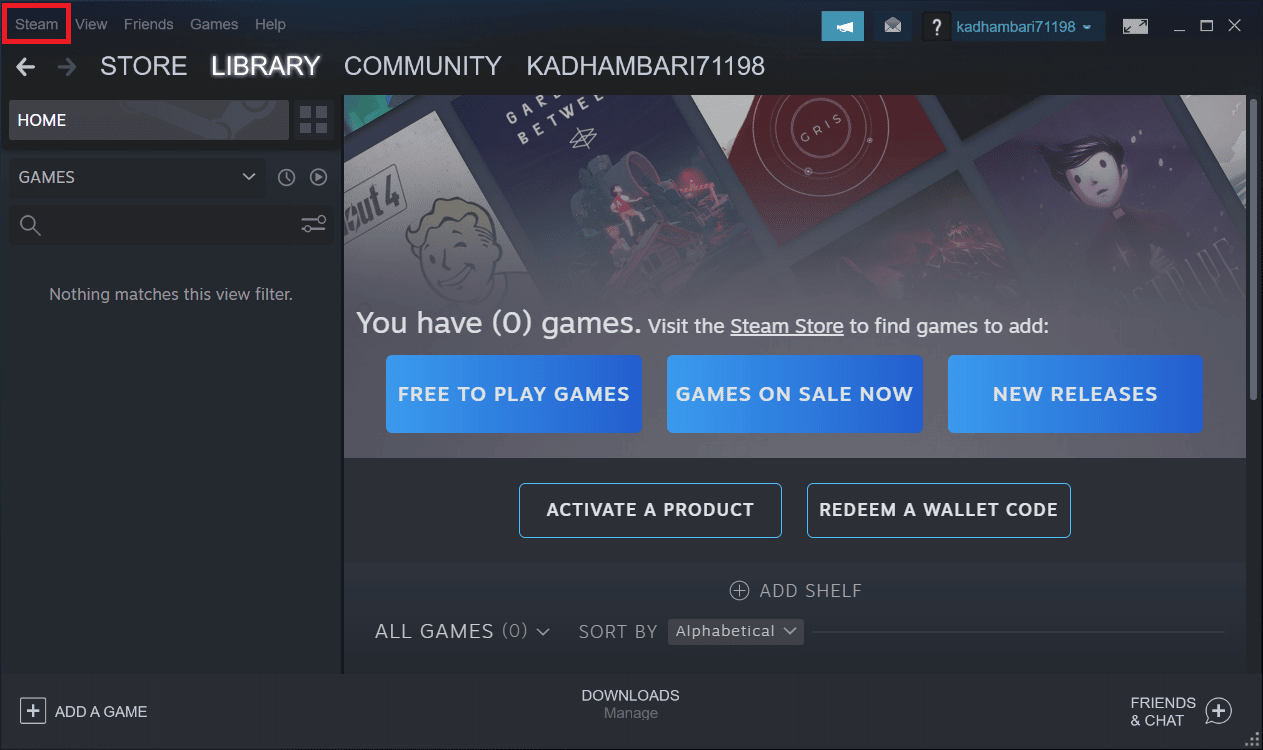 Click Steam from Menu bar
