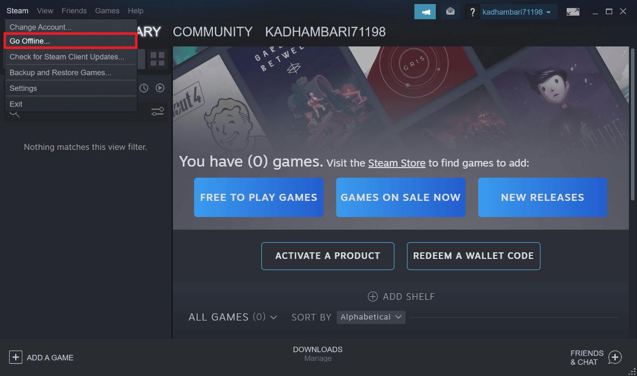 Select Go Offline