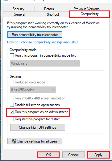 Run this program as an administrator