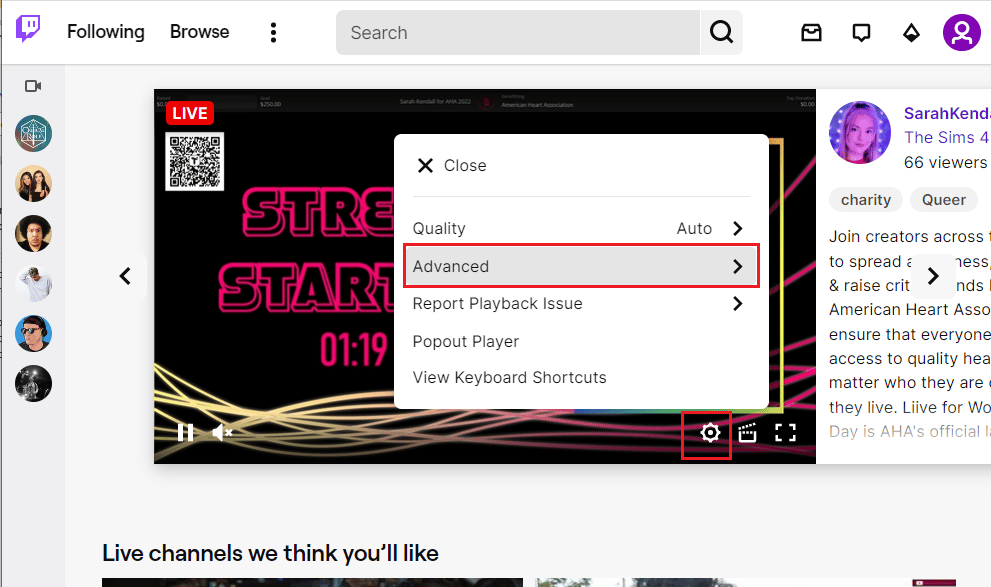 Click on the Advanced option