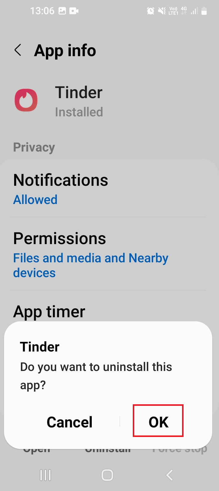 Tap on the OK button