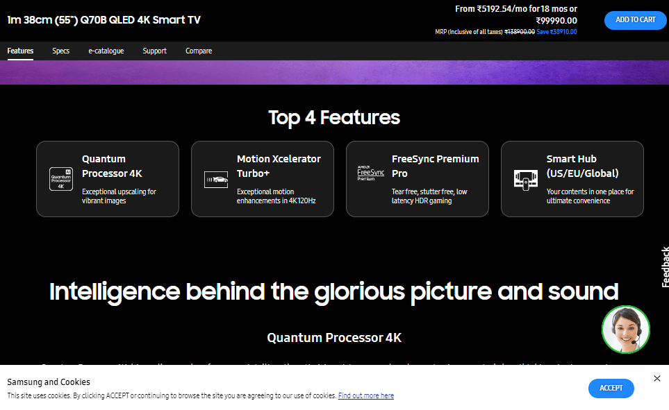 Smart TV supports screen mirroring from the specifications