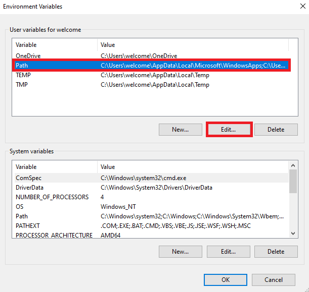 click Path and then click on Edit. Fix Exit Code 0 Minecraft on Windows 10