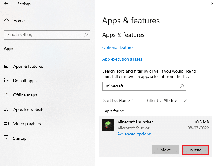 uninstall Minecraft Launcher. Fix Exit Code 0 Minecraft on Windows 10