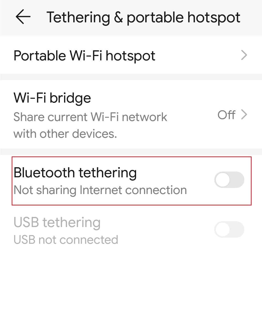 Bluetooth tethering