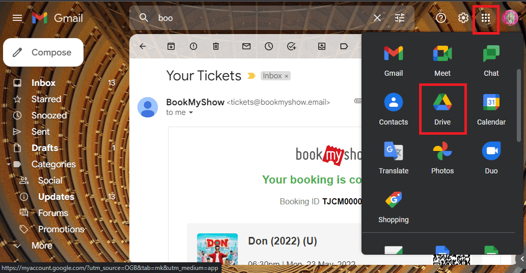 Click on the Google Apps option and click on the Drive option