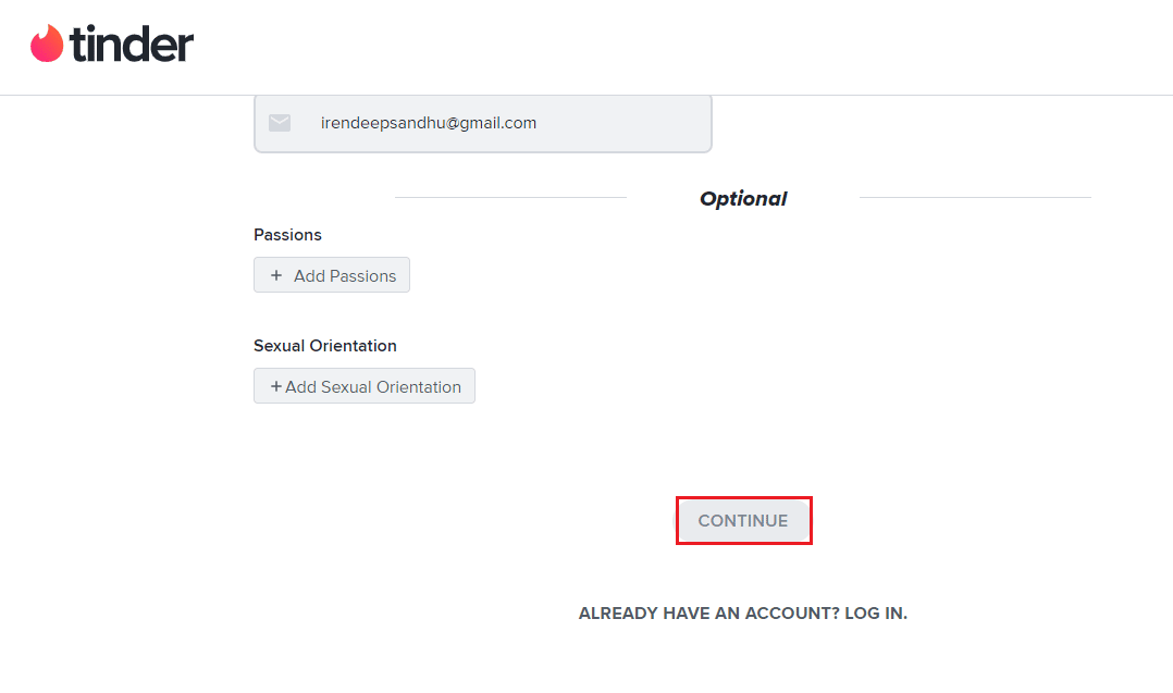 Click on CONTINUE. How to Find Out If Someone Has a Tinder Profile