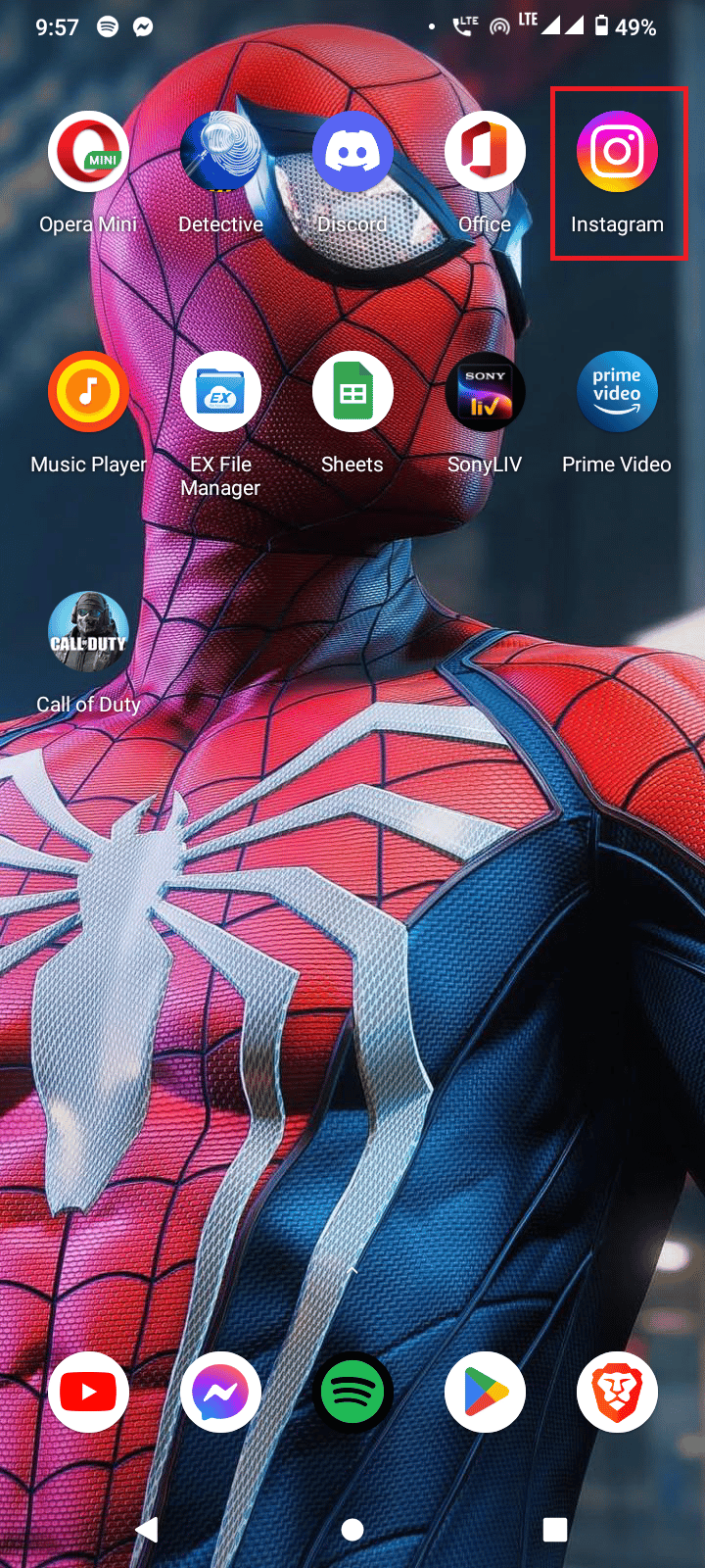 tap instagram on home screen