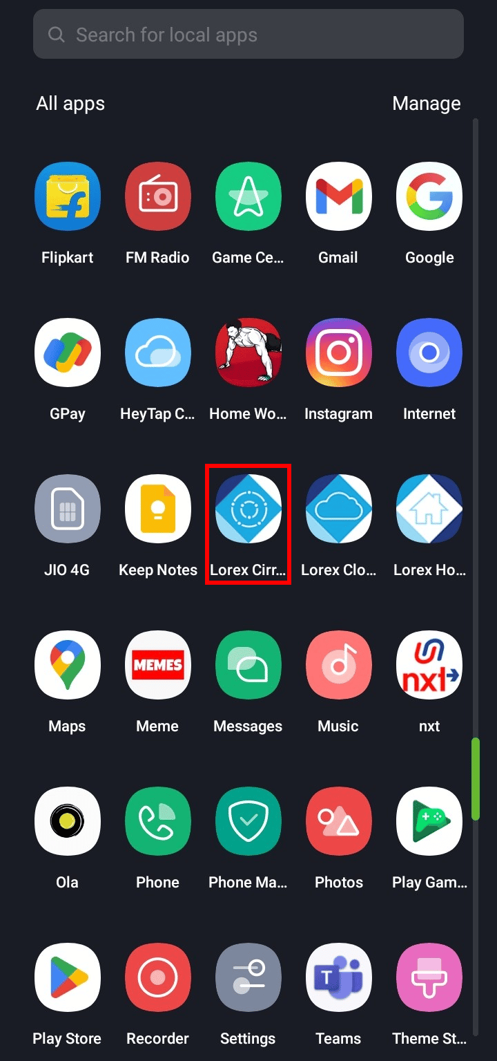 Launch the Lorex Cirrus app on your phone.