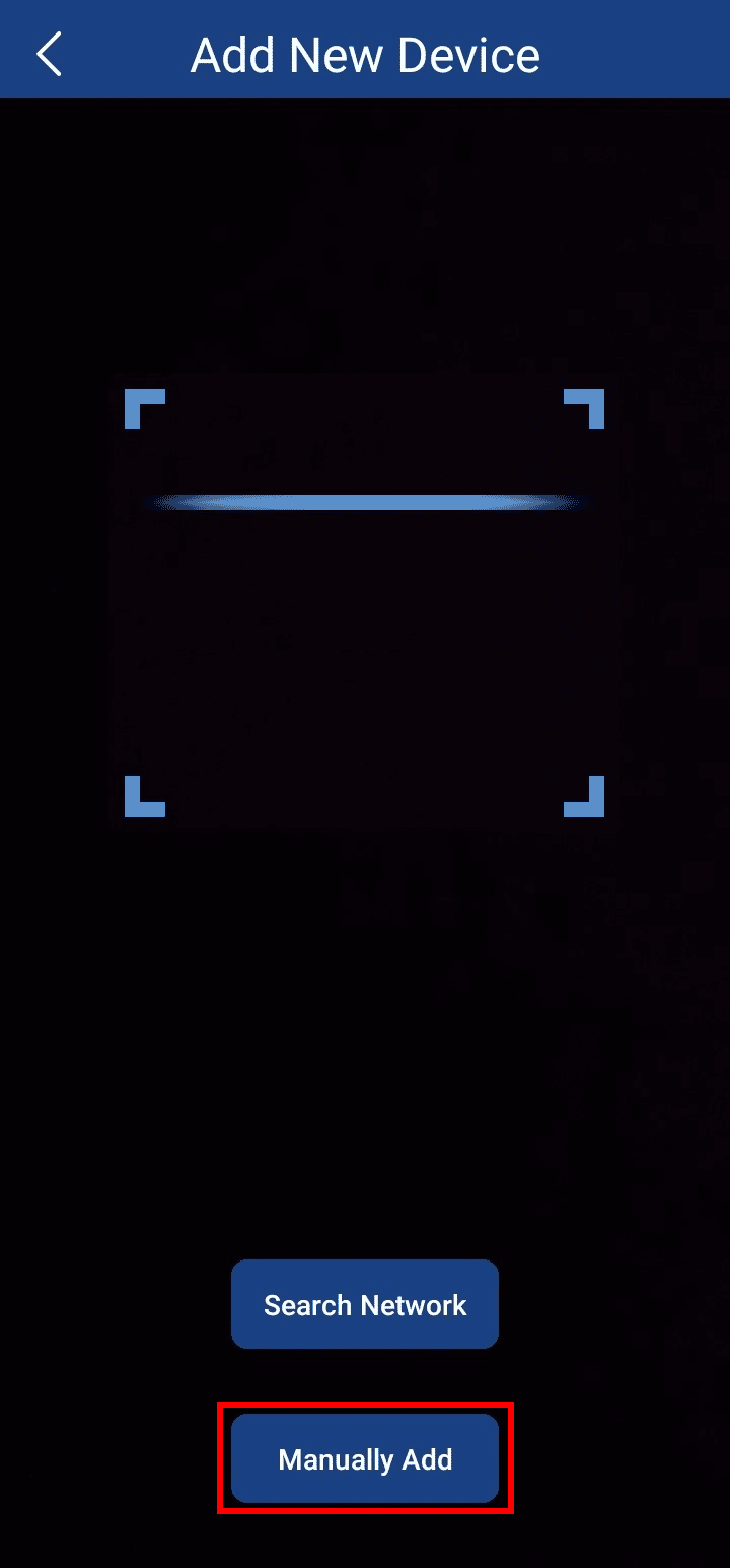 Scan the code of the device or tap on Manually Add.
