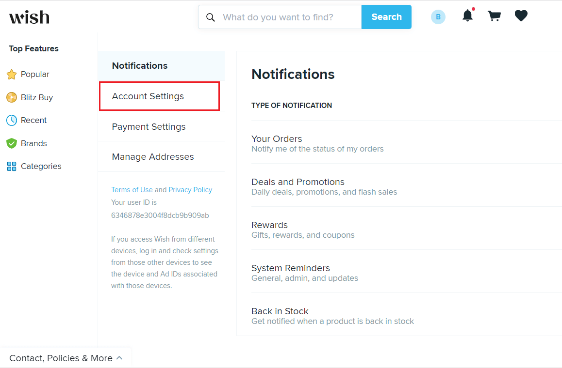 Click on Account Settings