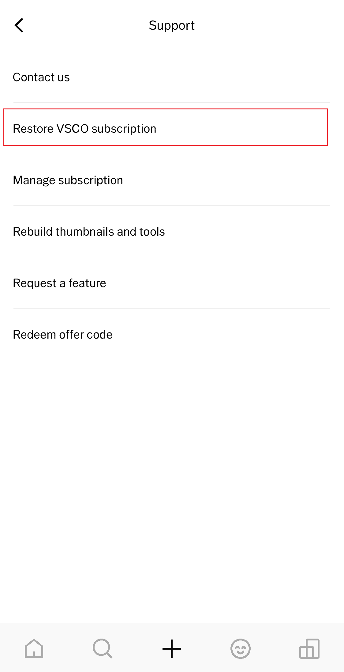 Tap on Restore VSCO membership